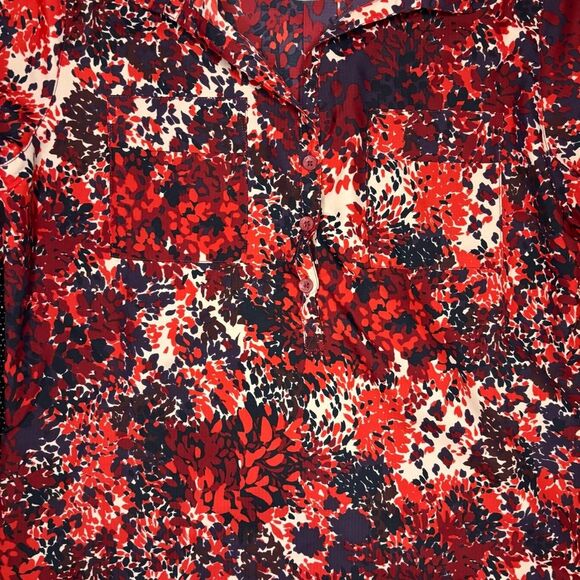 Royal Robbins Performance Tunic Top Red Floral 3/4 Sleeve Hiking Travel M - Picture 2 of 6